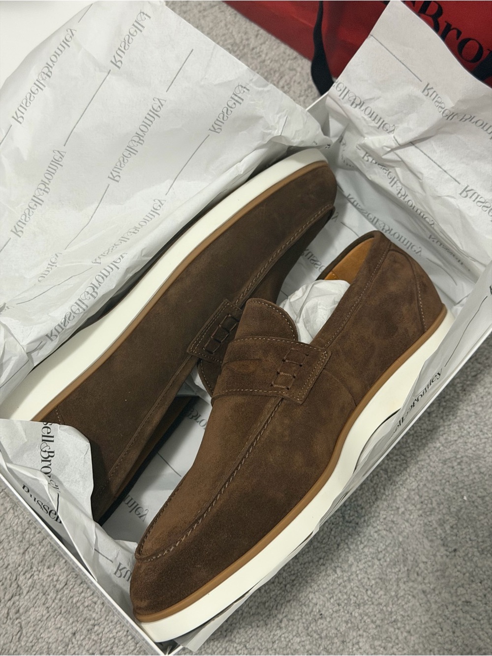 Russell & Bromley Brown Suede Slip-On Loafers